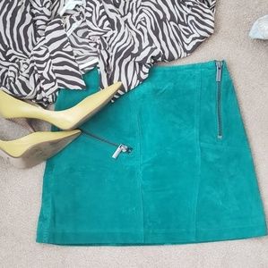 Vintage teal leather skirt 6